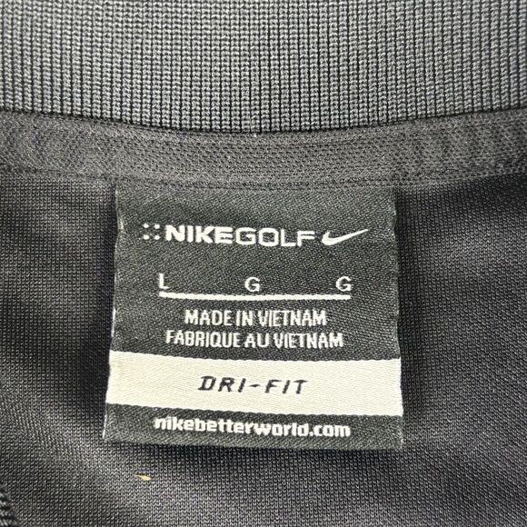 Nike Golf Polo Shirt Mens Large Black Pique Dri-FIT Blue Tree Logo 363807-010 - Picture 3 of 10